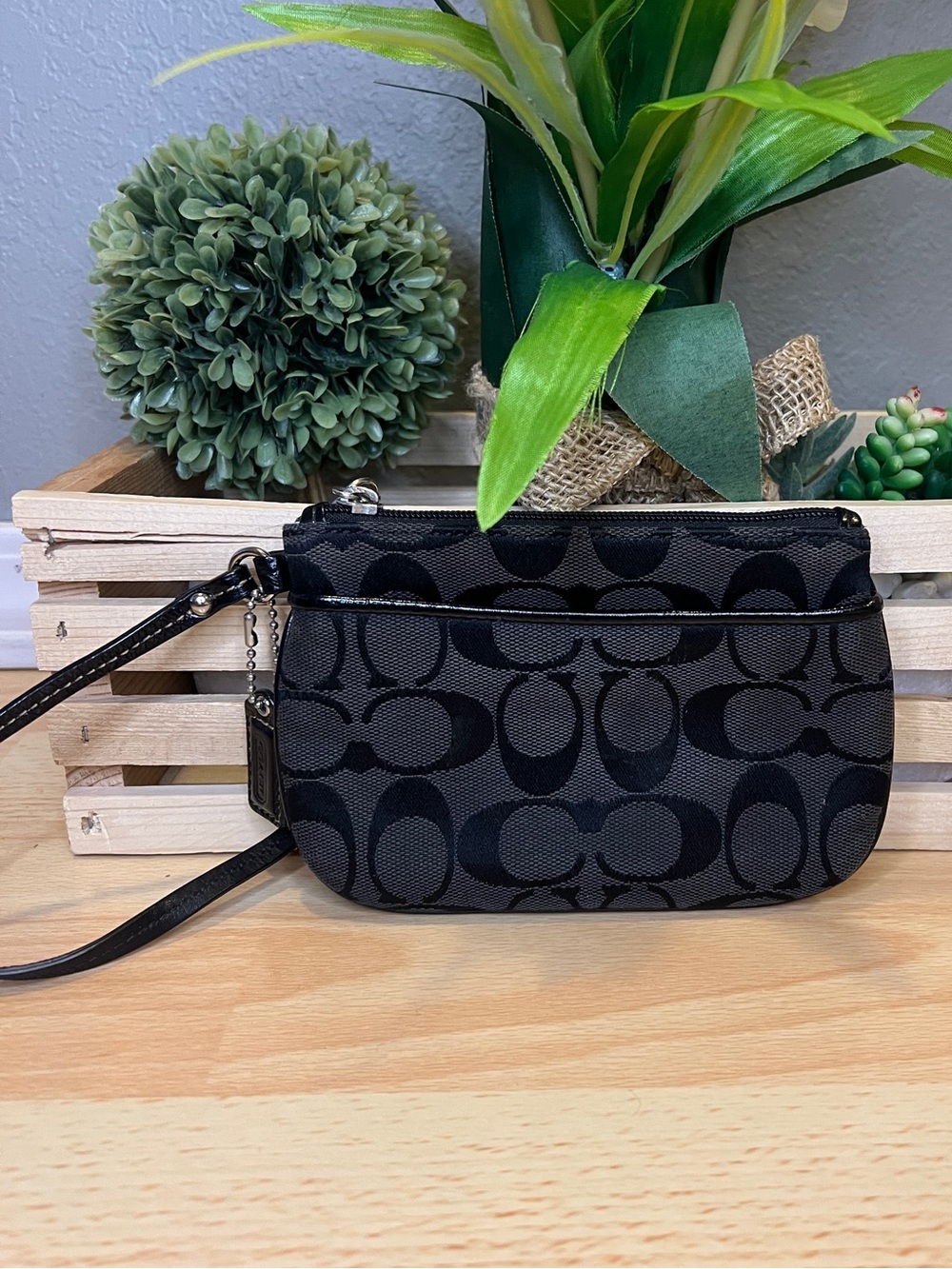 Coach Black Signature Wristlet
